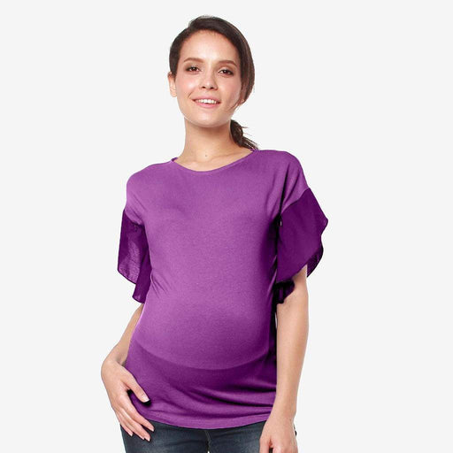 Flutter Sleeves Caela Nursing Top Eggplant