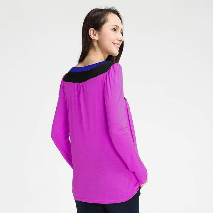 Elena Contrast Neck Maternity Top Magenta