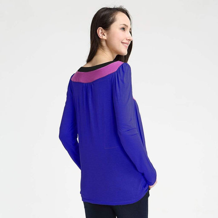 Elena Contrast Neck Maternity Top Magenta