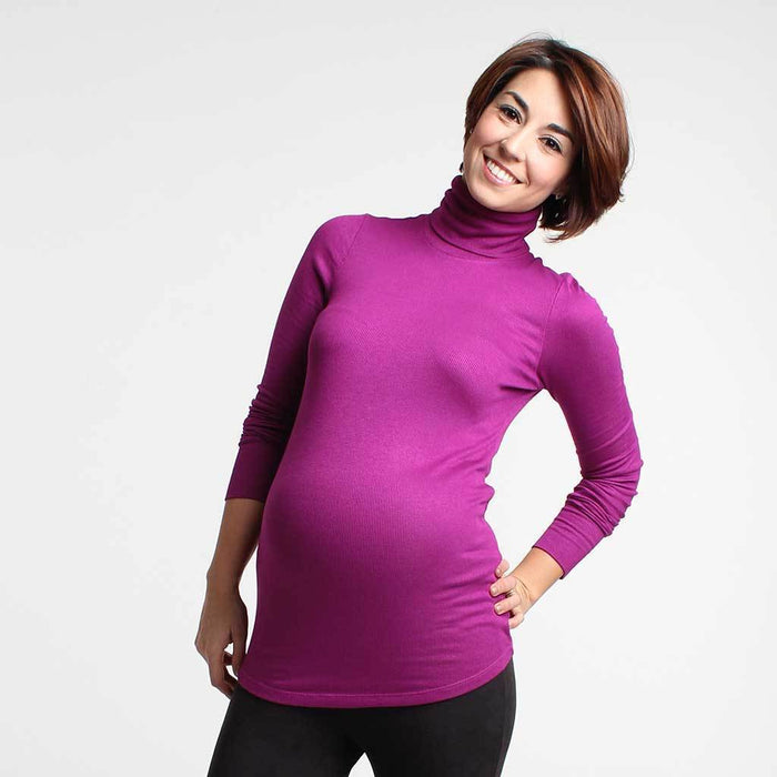 Emma Maternity Turtle Neck Tee Fuchsia