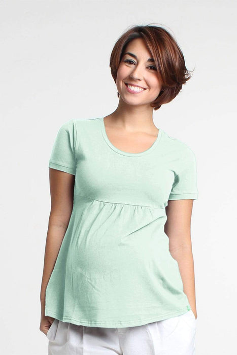 Esther Round Neck Empire Line Cotton Spandex Tee Mint