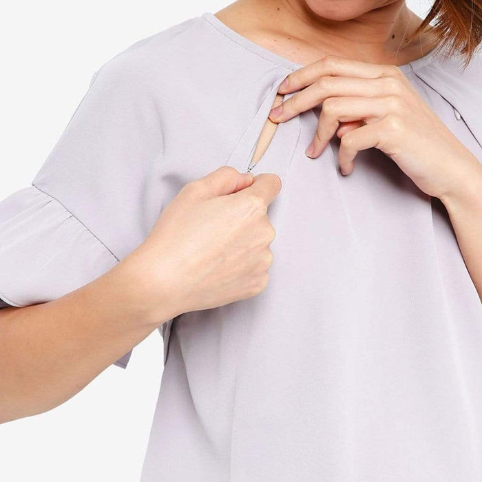 Flare Sleeves Yenny Nursing Top Grey