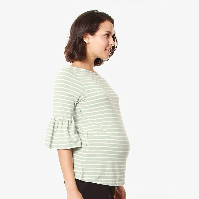 Flounce Sleeves Calynn Mint Stripes Nursing Top