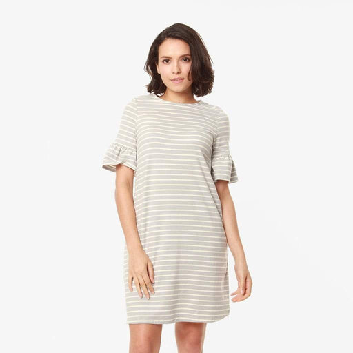 Flounce Sleeves Camile Grey Stripe Nursing Dress