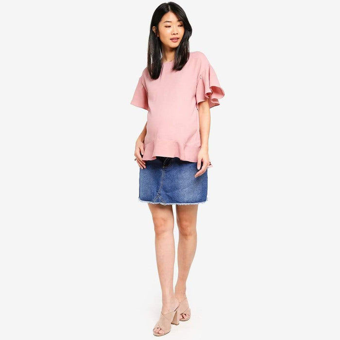 Flounce Sleeves Derby Nursing Top Dusty Pink
