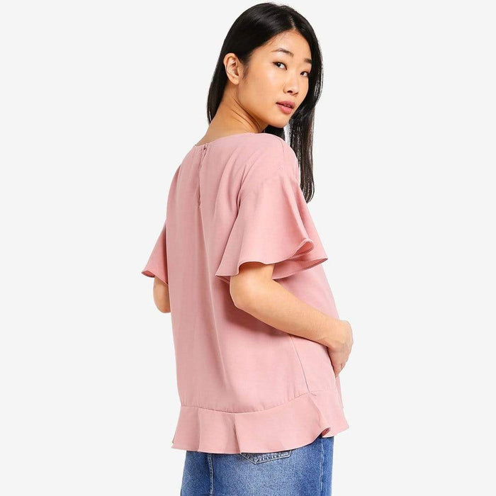 Flounce Sleeves Derby Nursing Top Dusty Pink