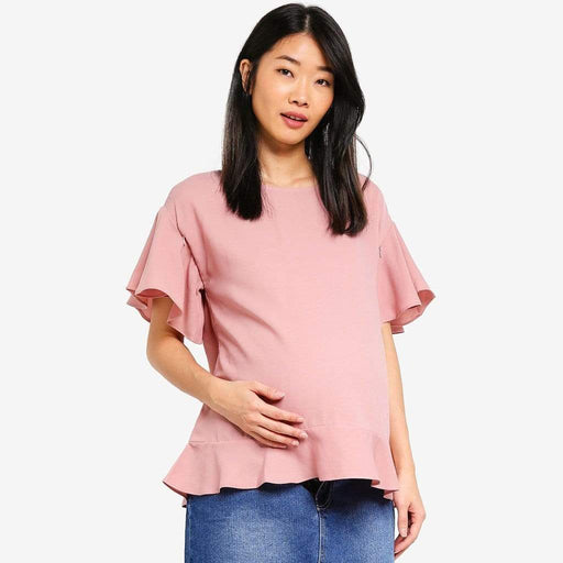 Flounce Sleeves Derby Nursing Top Dusty Pink