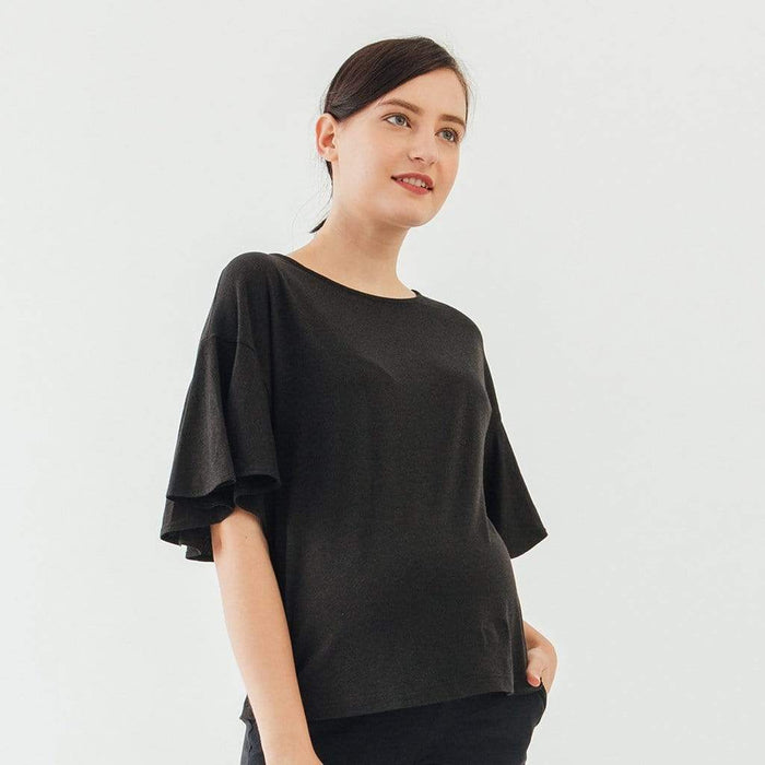 Flutter Sleeves Adalie Top Black