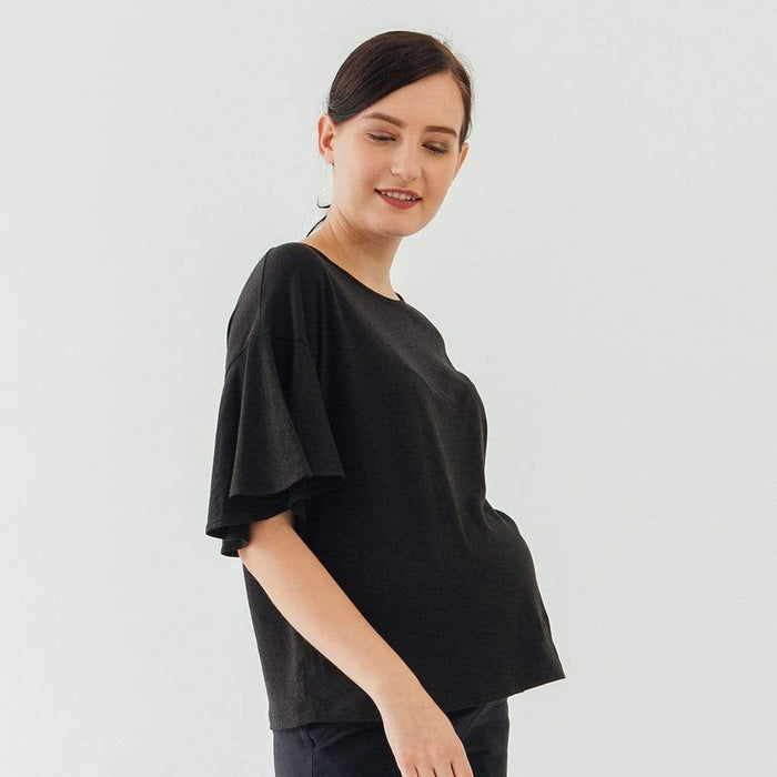 Flutter Sleeves Adalie Top Black