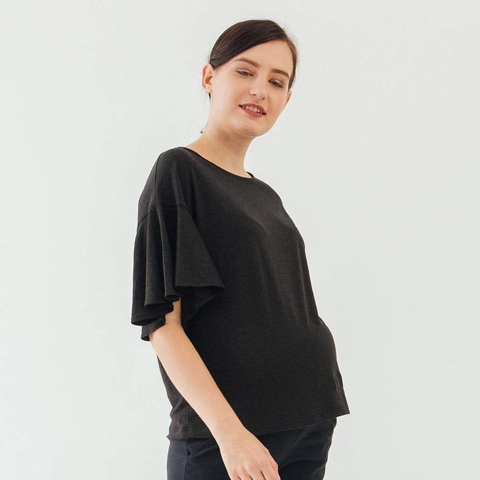 Flutter Sleeves Adalie Top Black