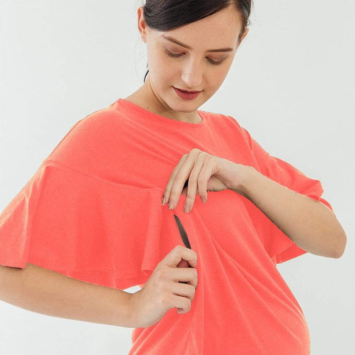 Flutter Sleeves Adalie Nursing Top Coral