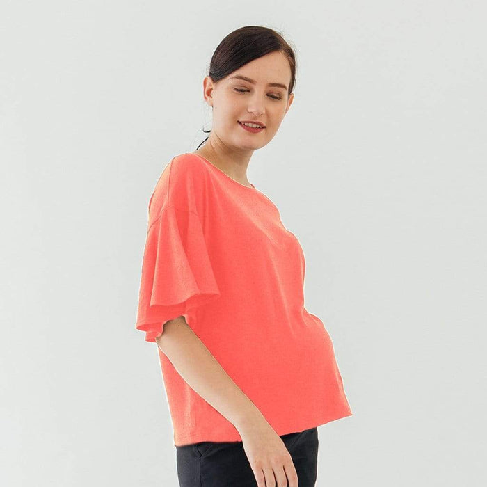 Flutter Sleeves Adalie Nursing Top Coral