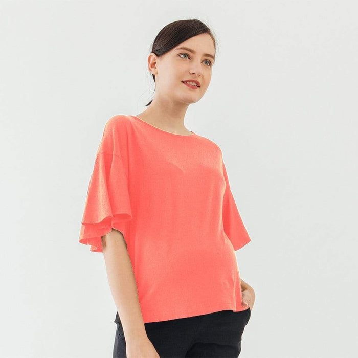 Flutter Sleeves Adalie Nursing Top Coral