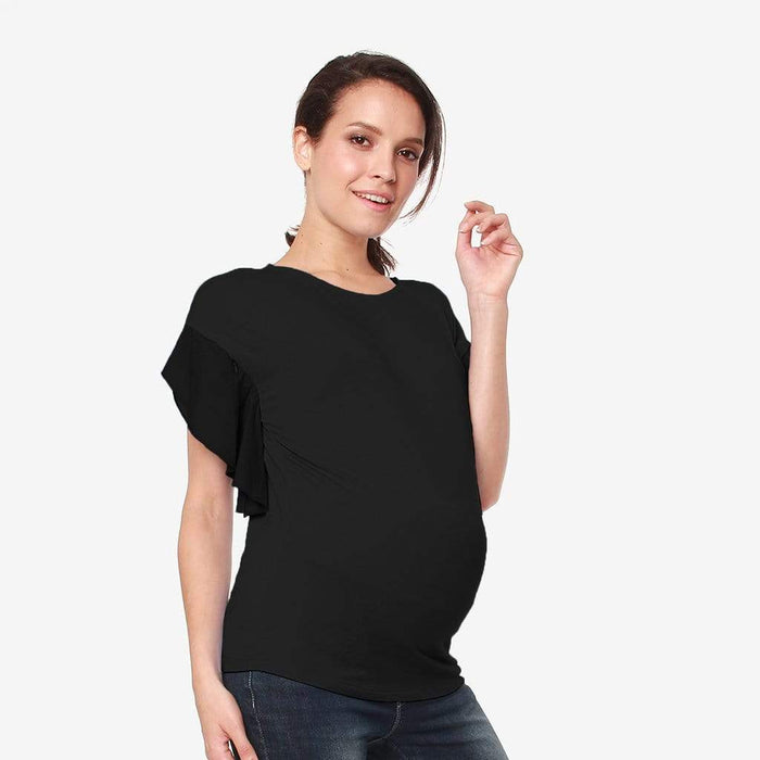 Flutter Sleeves Caela Nursing Top Black