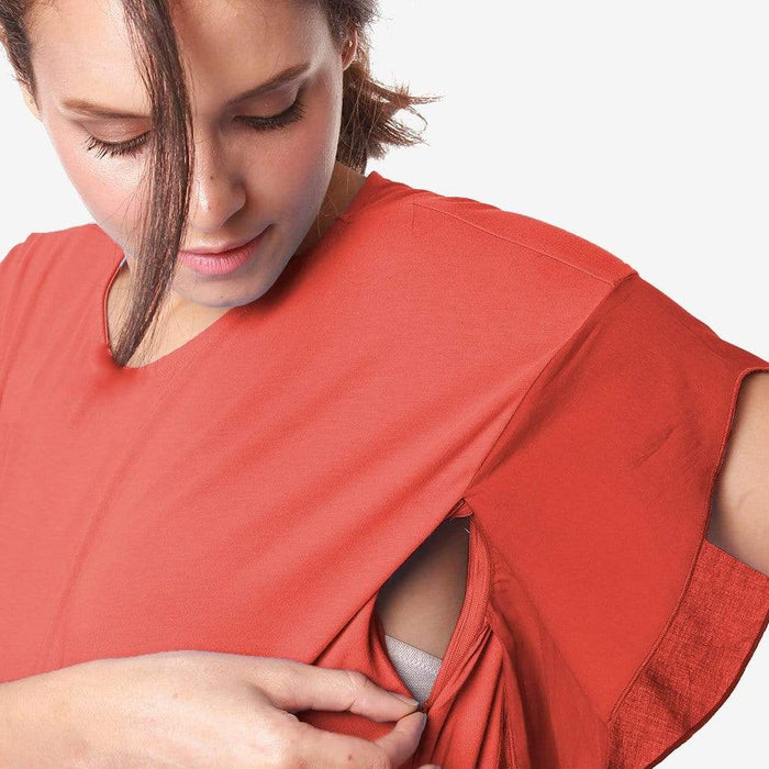Flutter Sleeves Caela Nursing Top Dark Coral