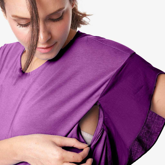 Flutter Sleeves Caela Nursing Top Eggplant