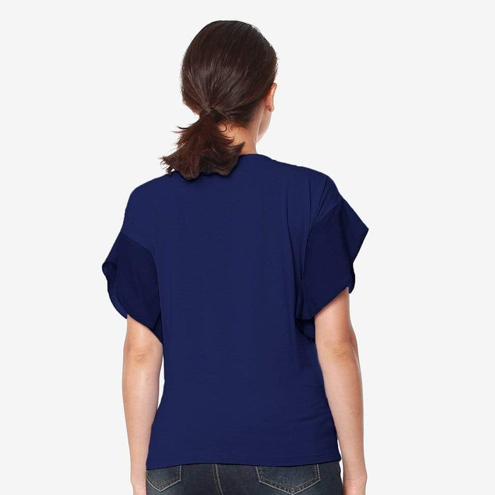 Flutter Sleeves Caela Nursing Top Navy