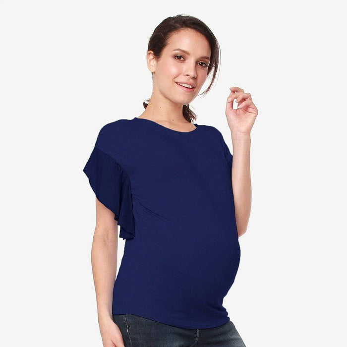 Flutter Sleeves Caela Nursing Top Navy