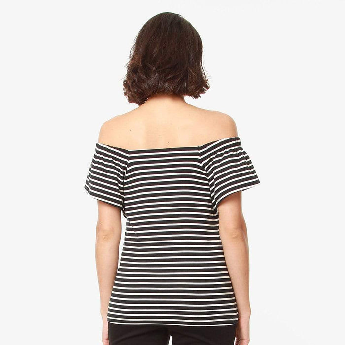 Flutter Sleeves Callie Square Neck Black Stripes Nursing Top