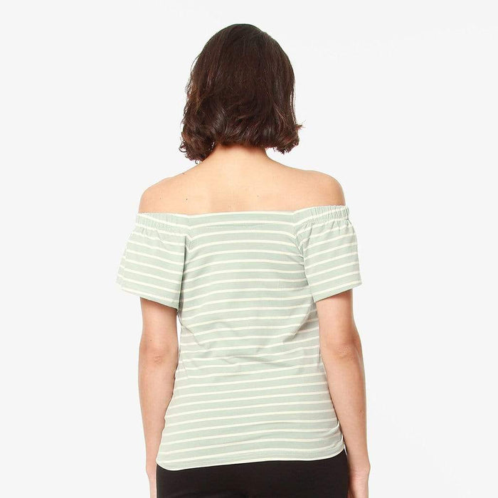 Flutter Sleeves Callie Square Neck Mint Stripes Nursing Top