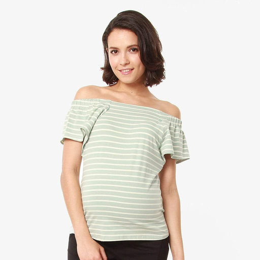Flutter Sleeves Callie Square Neck Mint Stripes Nursing Top