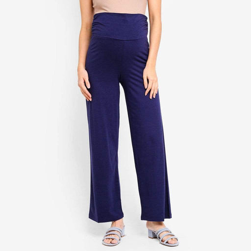 Giselle Bamboo Cotton Wide Matenity Pants Navy