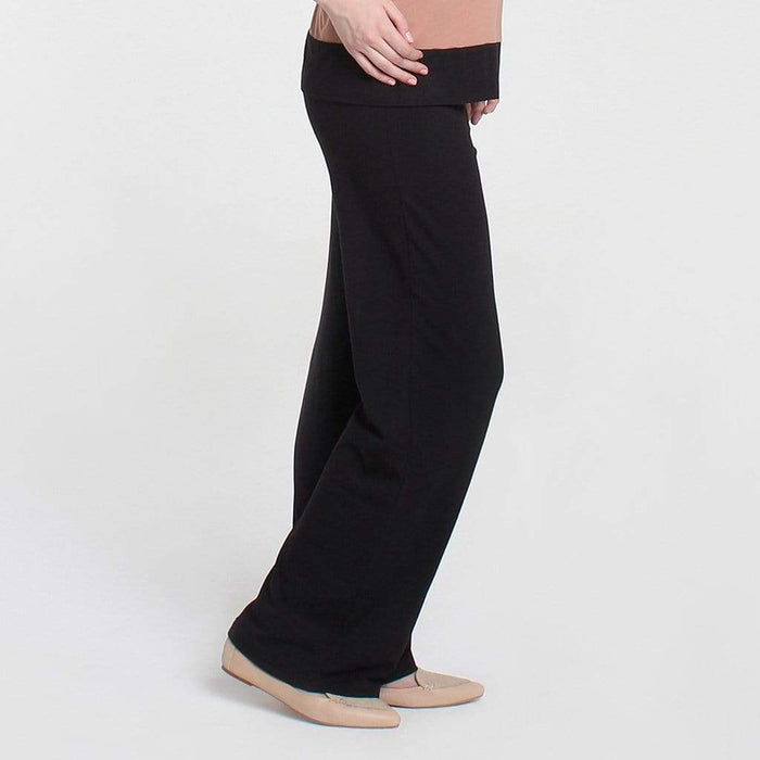 Giselle Bamboo Cotton Wide Leg Matenity Pants Black
