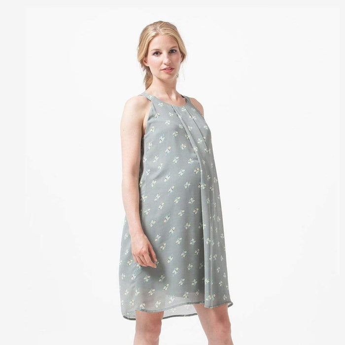 Halter Yvonne Nursing Dress Grey Floral