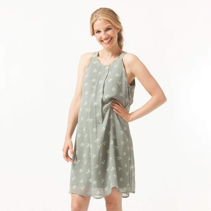 Halter Yvonne Nursing Dress Grey Floral