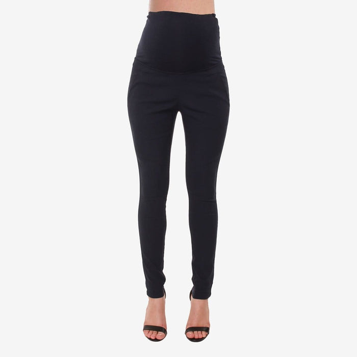 High Waist Pleated Maternity Pants Black