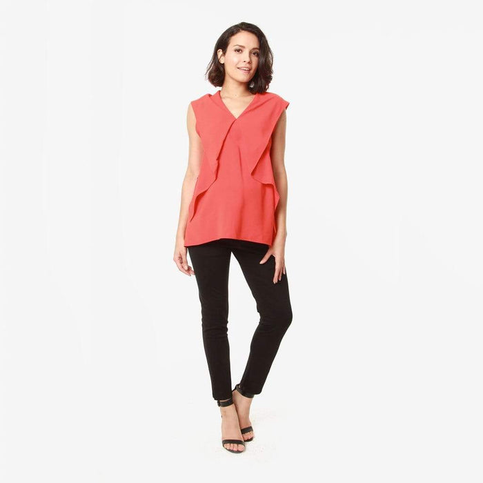 High Waist Pleated Maternity Pants Black