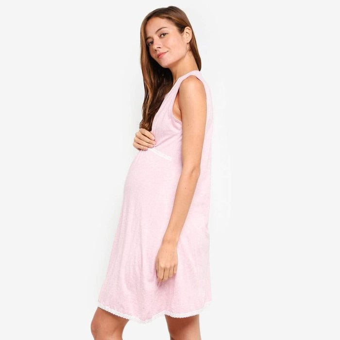 Jane Sleeveless Maternity and Nursing Gown H.Pink