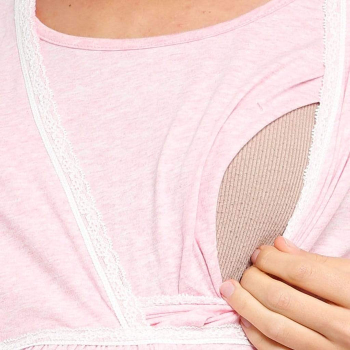 Jessie Short Sleeve Maternity and Nursing Sleepwear Heather Pink