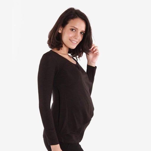 Knitted Long Sleeve Vina Flap Black Top