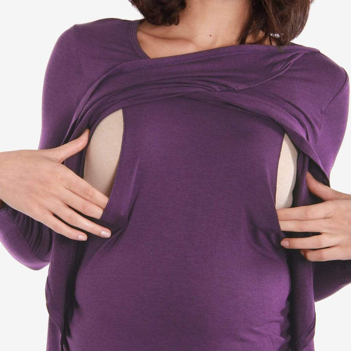 Vina Flap Nursing Top Eggplant
