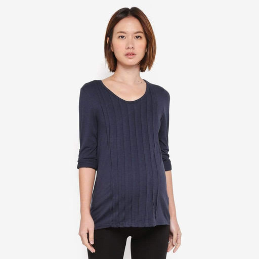 Knitted Long Sleeves Venus Pleats Row Top Charcoal