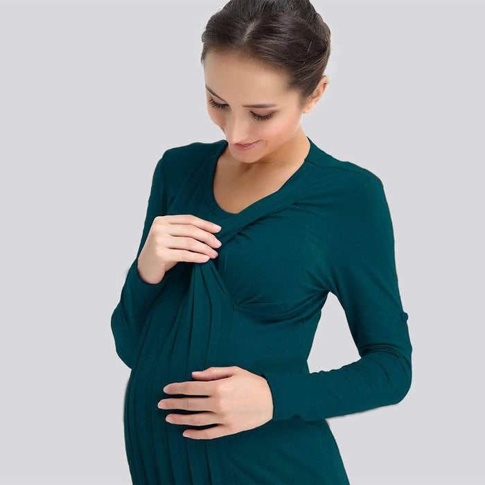 Knitted Long Sleeves Venus Pleats Row Top Teal