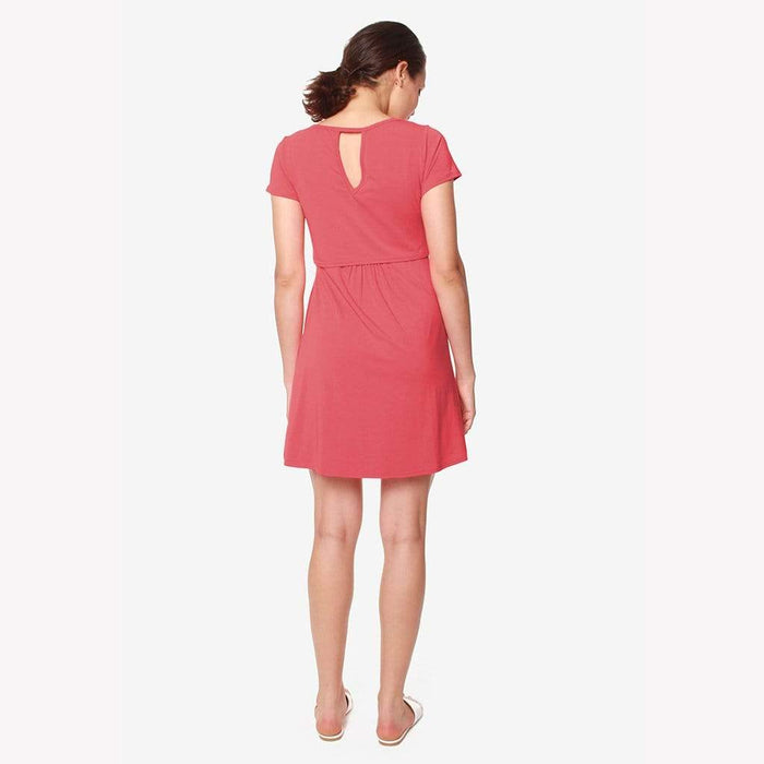 Betsy V-Neck Short Sleeve Nursing Dress Coral