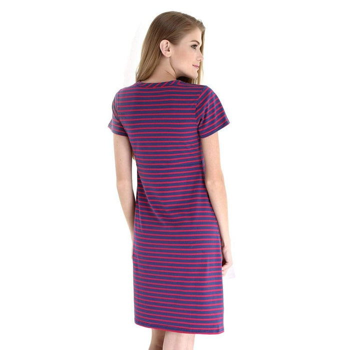 Patience Red Stripe Short Sleeve Maternity Dress