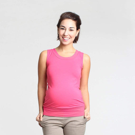 Knitted Sleeveless Casey Contrast Bamboo Maternity Top Pink