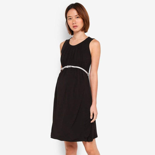 Live Pleat Bamboo Cotton Sleeveless Nursing Dress Black