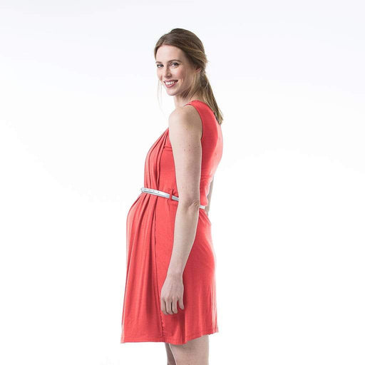 Live Pleat Bamboo Cotton Sleeveless Nursing Dress Coral