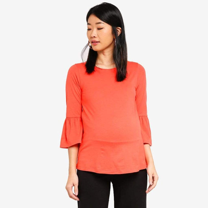 Long Bell Sleeves Aada Nursing Top Coral