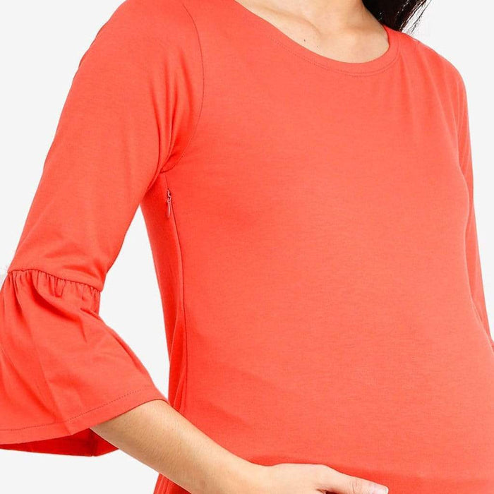 Long Bell Sleeves Aada Nursing Top Coral