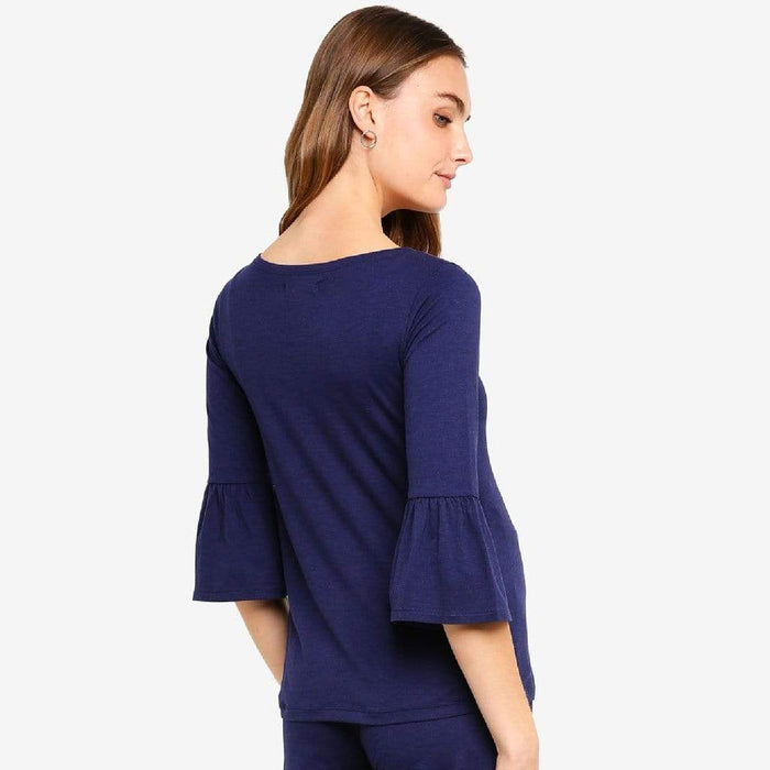 Long Bell Sleeves Aada Nursing Top Navy