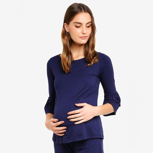 Long Bell Sleeves Aada Nursing Top Navy