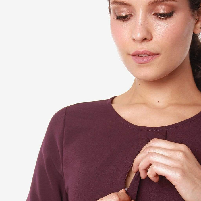 Long Flounce Sleeves Coreene Nursing Top Eggplant