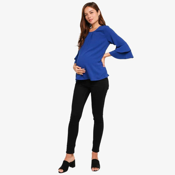 Long Flounce Sleeves Coreene Nursing Top Peacock