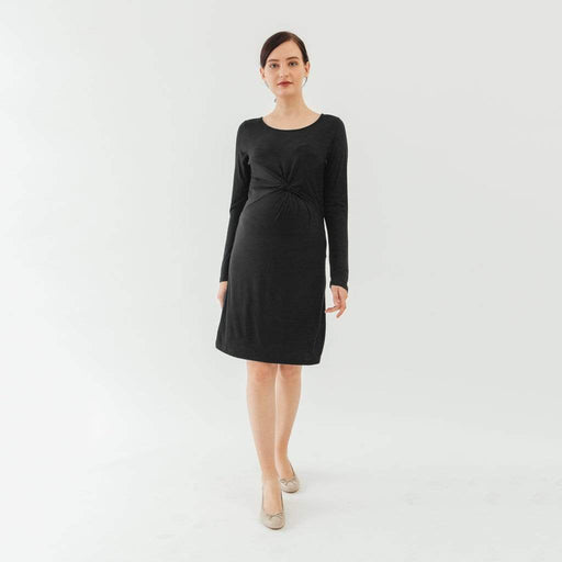 Long Sleeves Beatrisa Twisted Maternity Dress Black