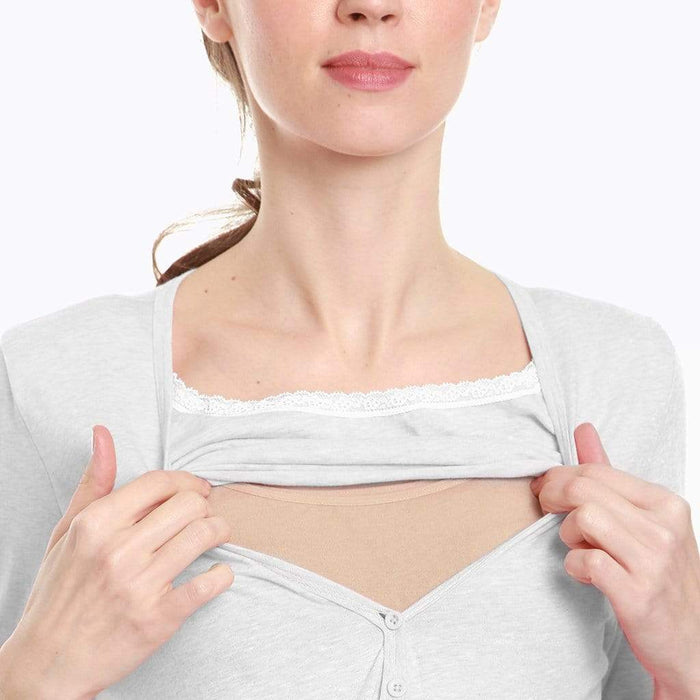 Long Sleeved Jessie Maternity and Nursing Gown Hue Grey